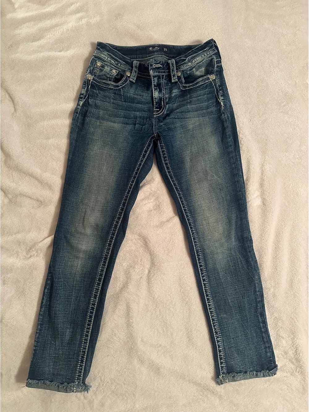 Miss Me Curvy Ankle Skinny Embellished Medium Wash Jeans - Inseam 27 - Size 26
